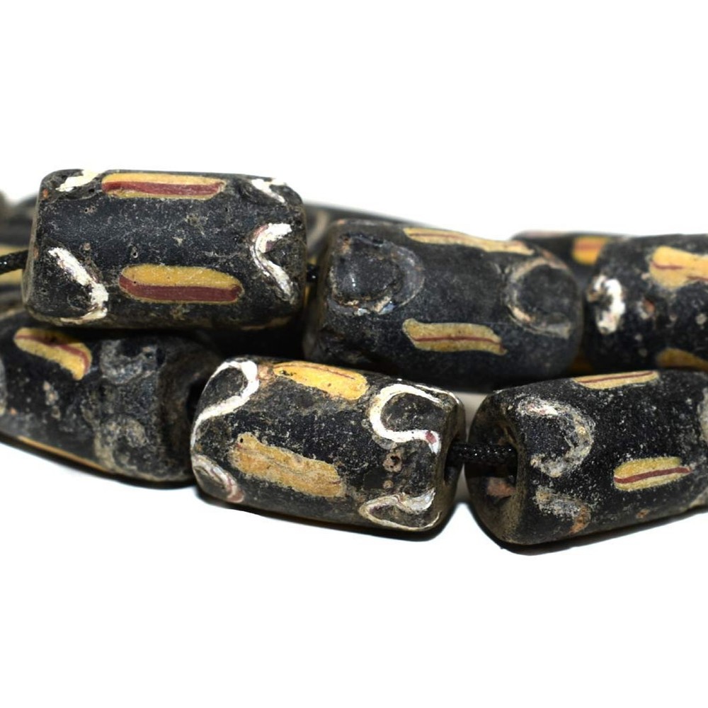 17 Black Venetian Trade Beads