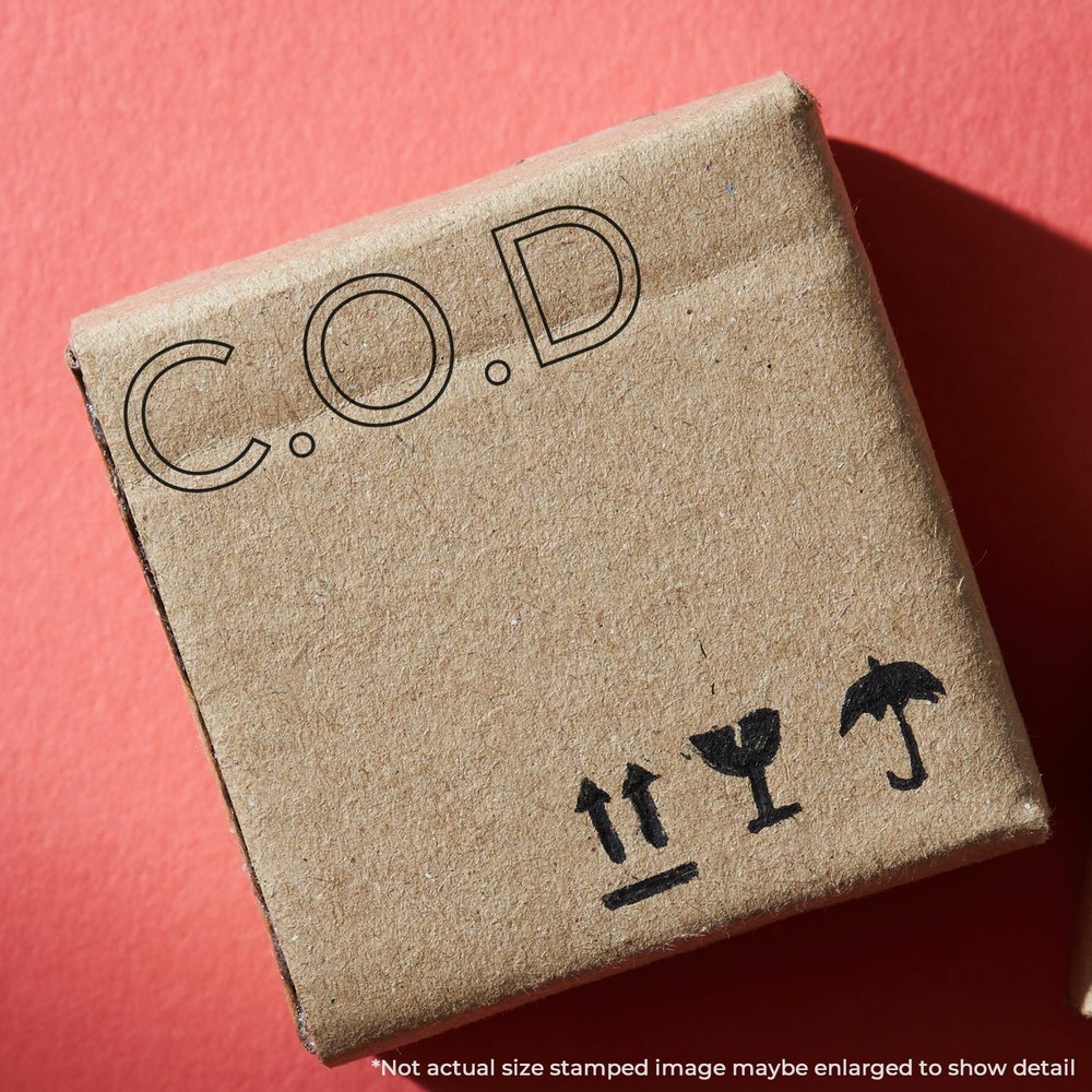 Large COD Outline Rubber Stamp Size 7/8" Tall x 2-1/4" Wide