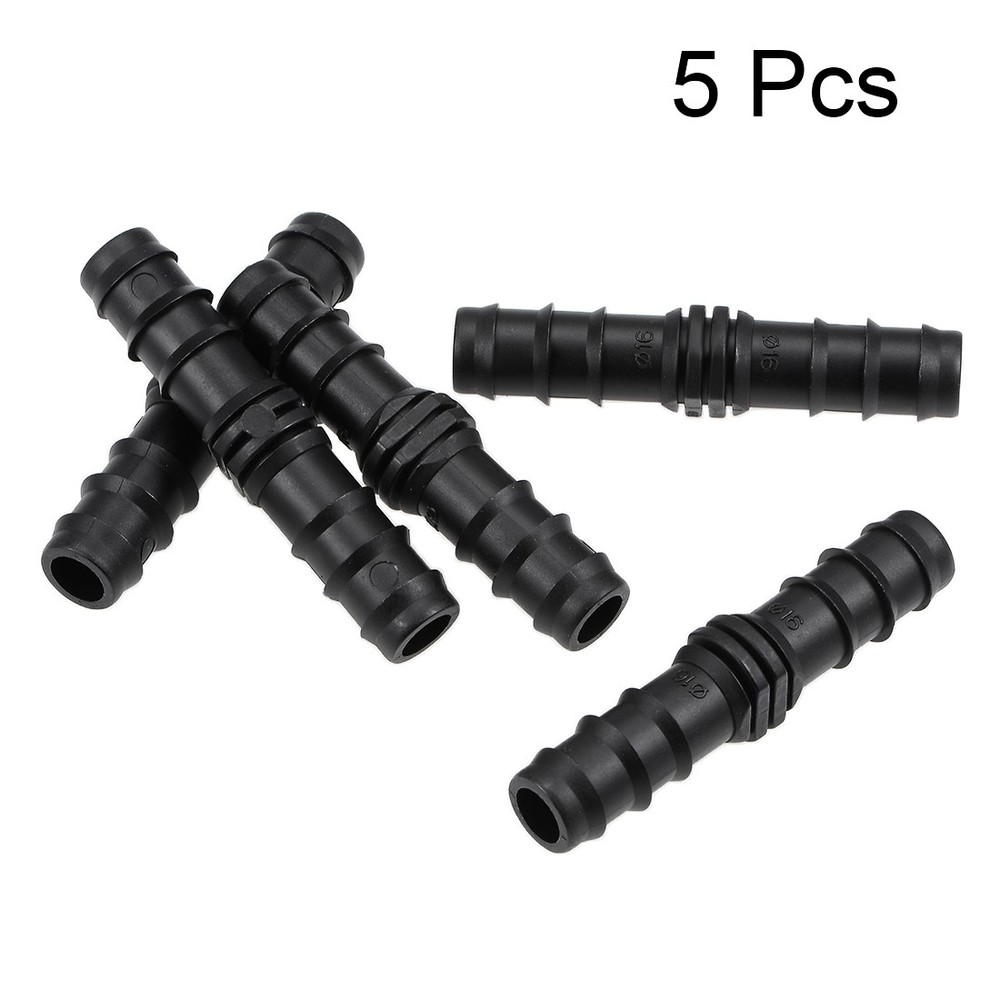 Barb Drip Pipe Connector 16PE Hose Fitting Staright , Plastic 5pcs
