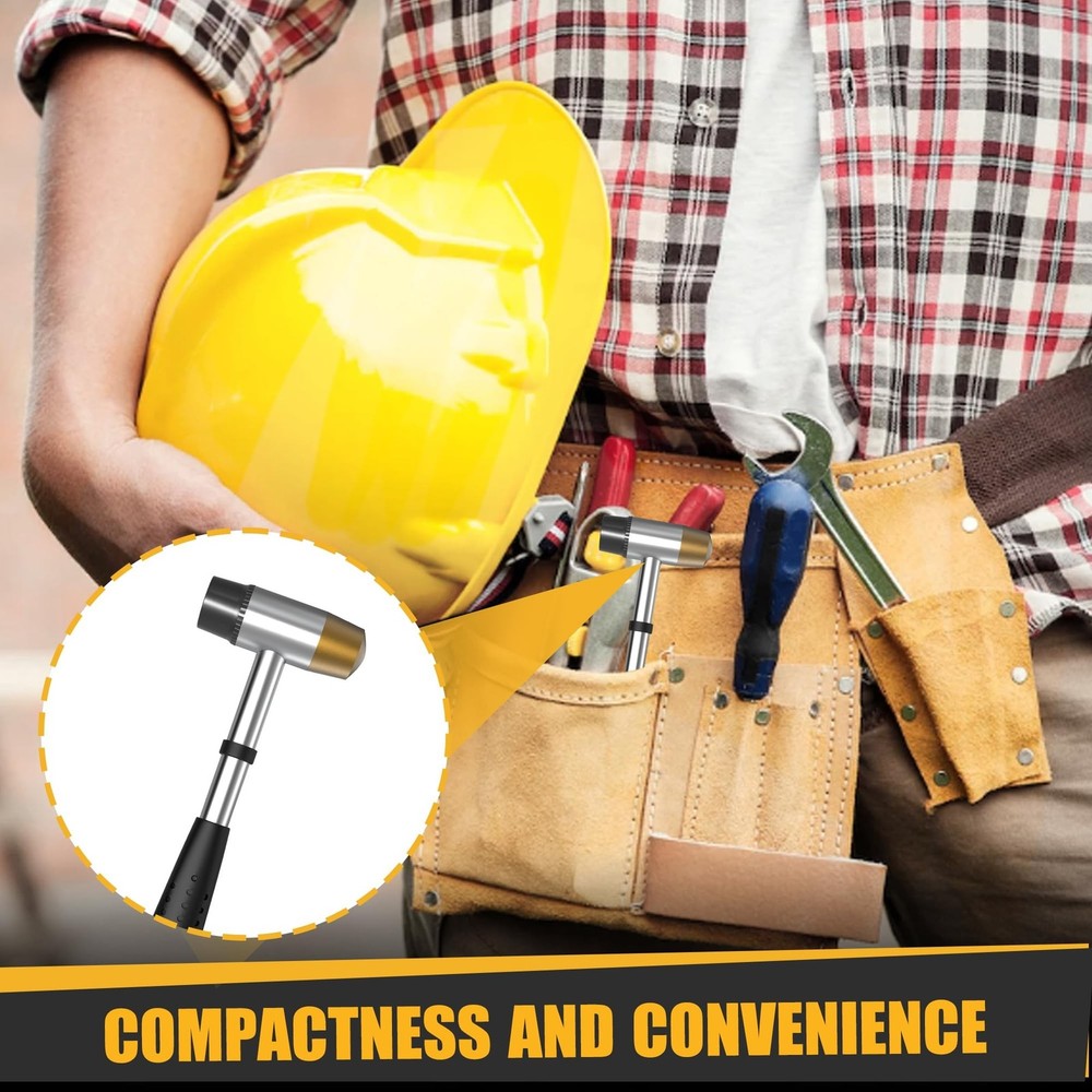 Nylon and brass multifunctional hammer, 4 interchangeable tips, 25mm double h...