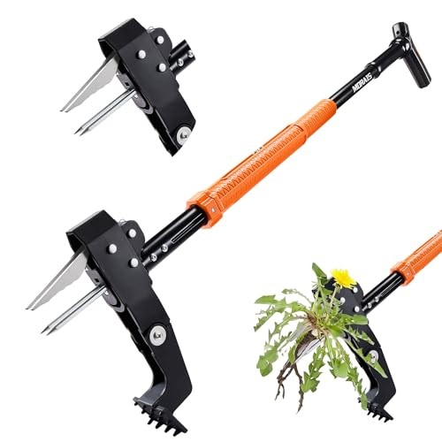 MORAIS Weed Puller Tool, Stand Up Weed Puller Heavy Duty Garden Tool with 4