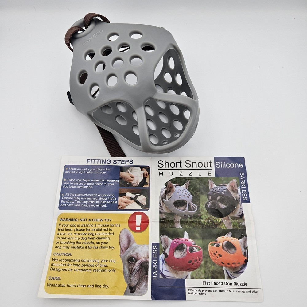 BARKLESS Dog Muzzle for Short Snout Dogs, Soft Silicone Muzzle for Biting Large