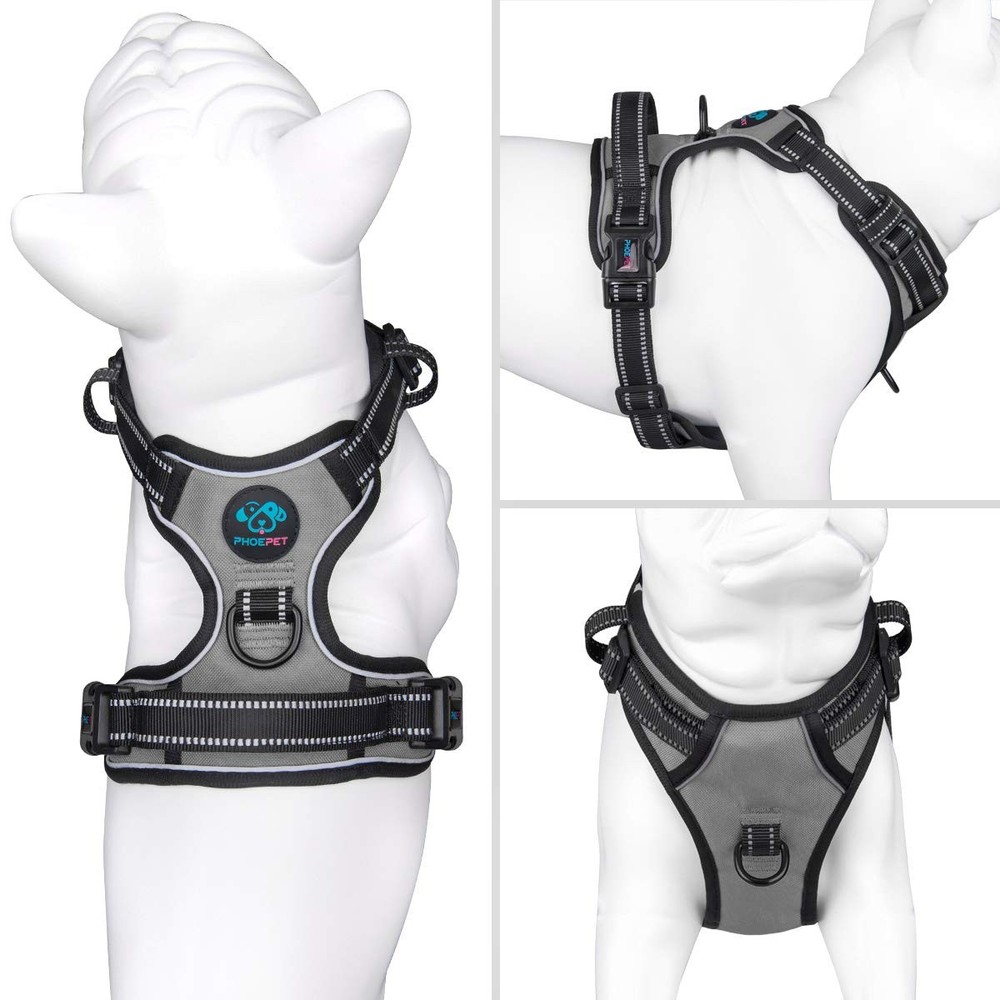 PHOEPET No Pull Dog Harness Medium Reflective Front Clip Vest with Handle, Ad...