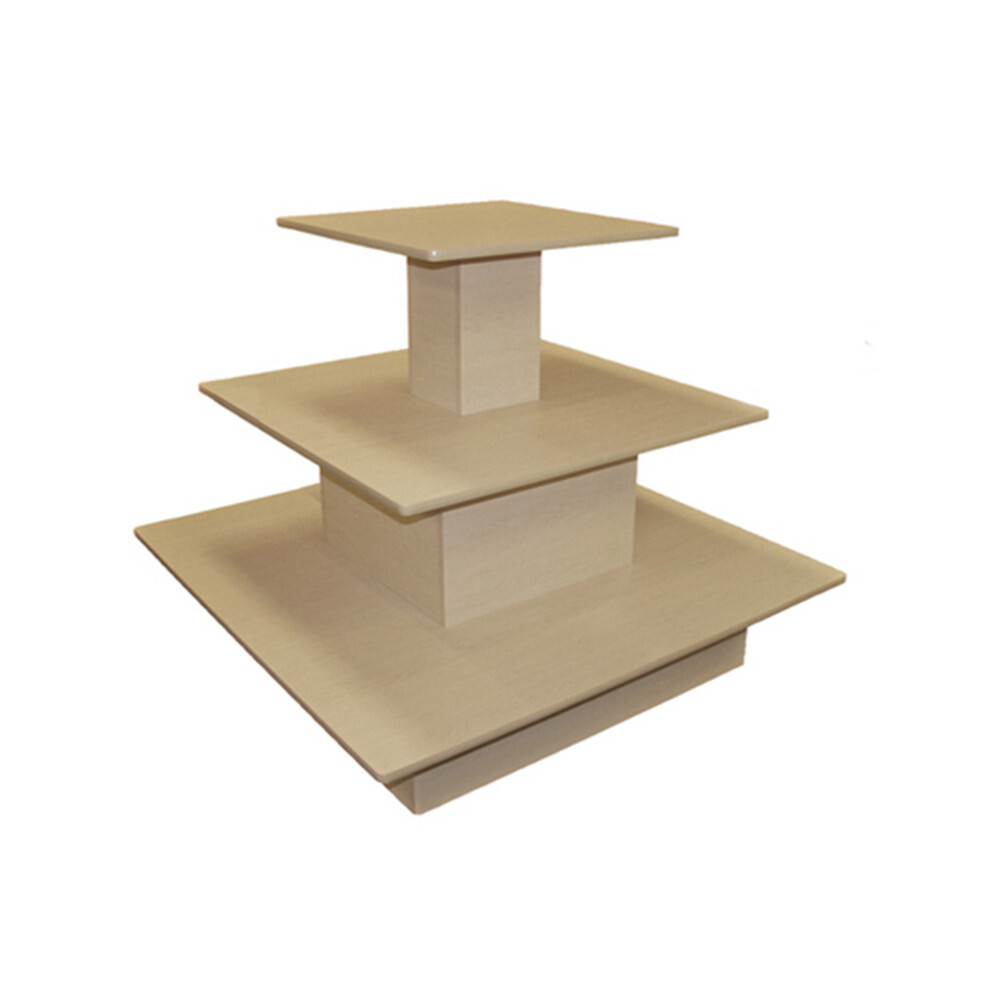 3 Display Level Standing Shelf Unit Waterfall Table Display 48"x48"x42" | MAPLE