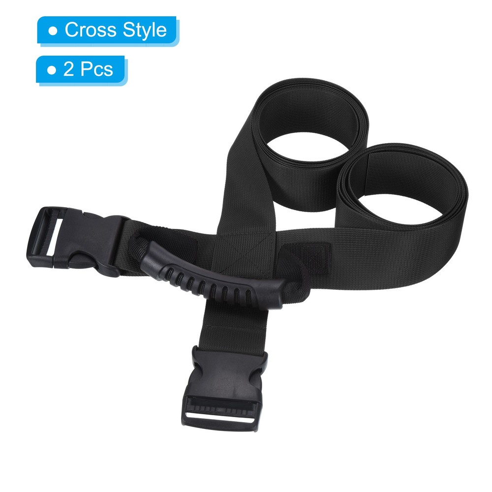 Carrying Strap with Handle, 2 Pack Cross Style Adjustable Nylon Belt, Black