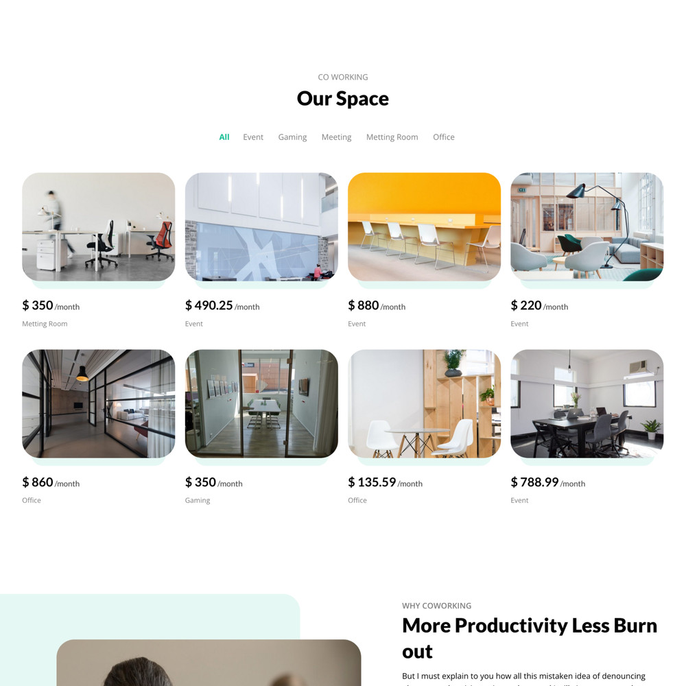 Working Space Website Design with Free VPS Web Hosting and Installation