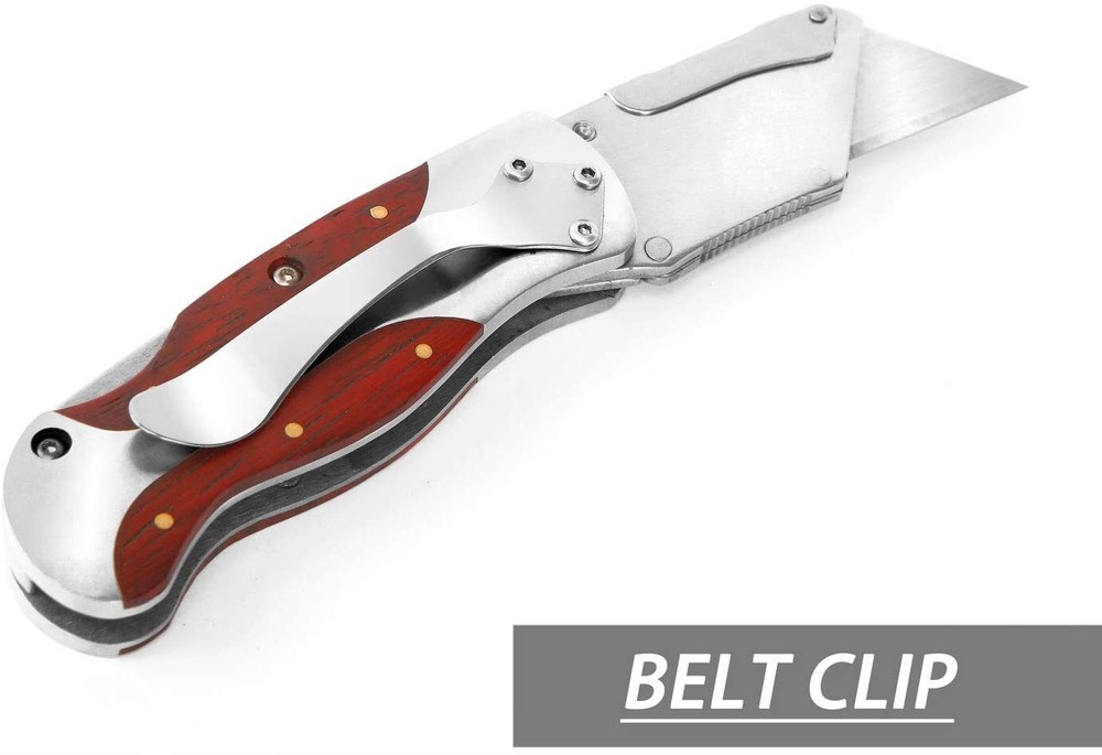 WORKPRO Quick-Change Utility Knife, Classical Retro Style Wood Grain Handle NEW