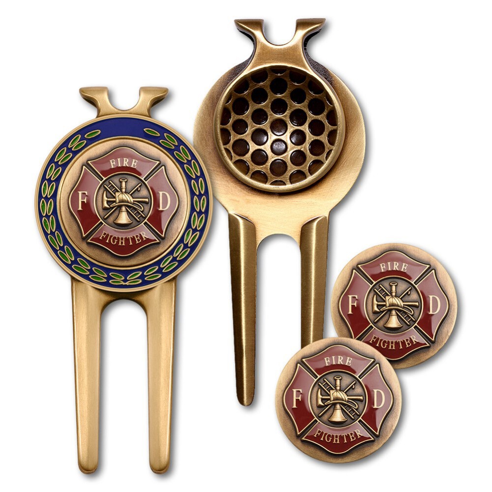 NEW U.S. Firefighter Golf Divot Tool and Ball Marker Set.