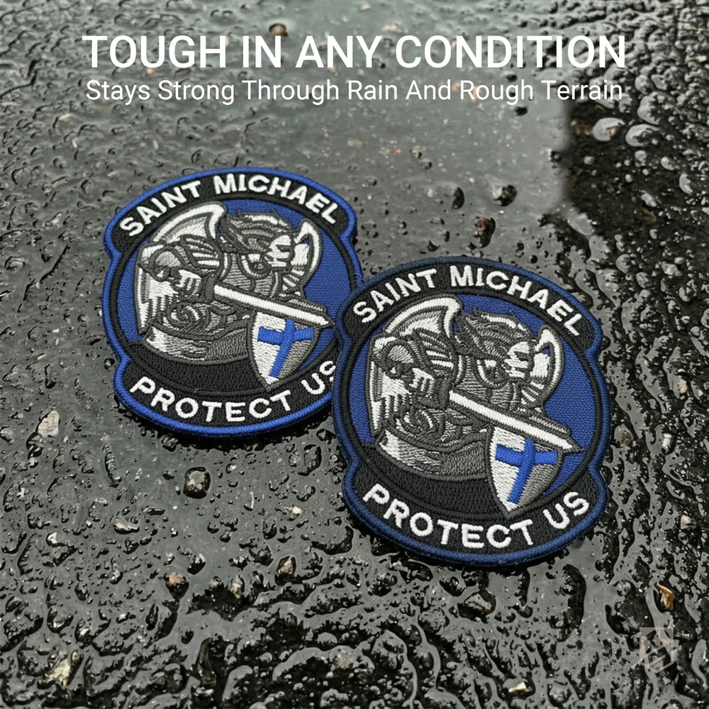 2Pcs Saint Michael Patch, Embroidered Hook & Loop Morale Military St Michael