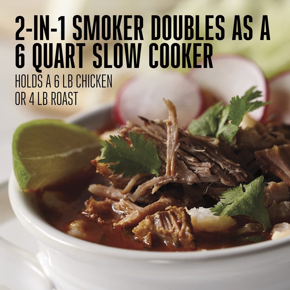 BRANDS 2-in-1 Indoor Smoker & Programmable Slow Cooker, 6 Quart, With 3-Tier ...