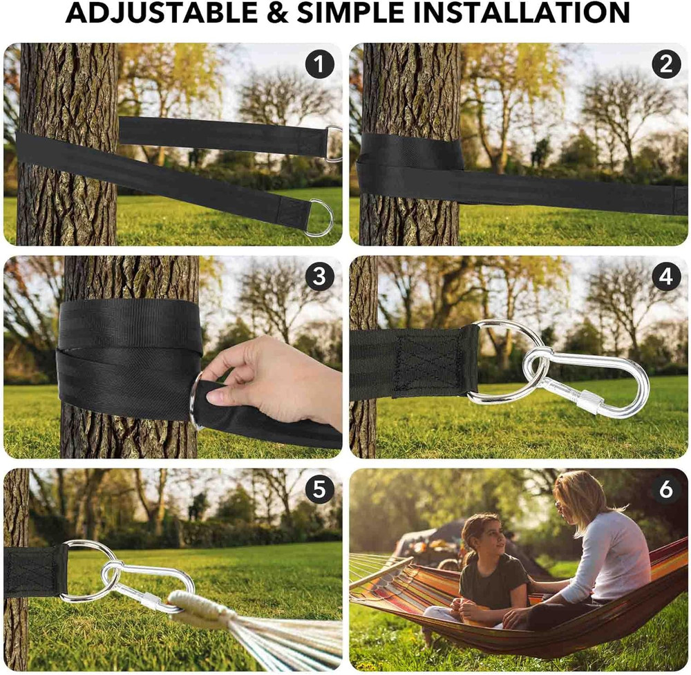 Extra Long Tree Swing Kit, 5FT Premium Nylon Straps Hold 2200LBS, Safety Lock Ca