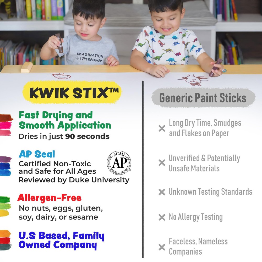 Kwik Stix Solid Tempera Paint Sticks, 144 1 Count (Pack of 144), Multicolor