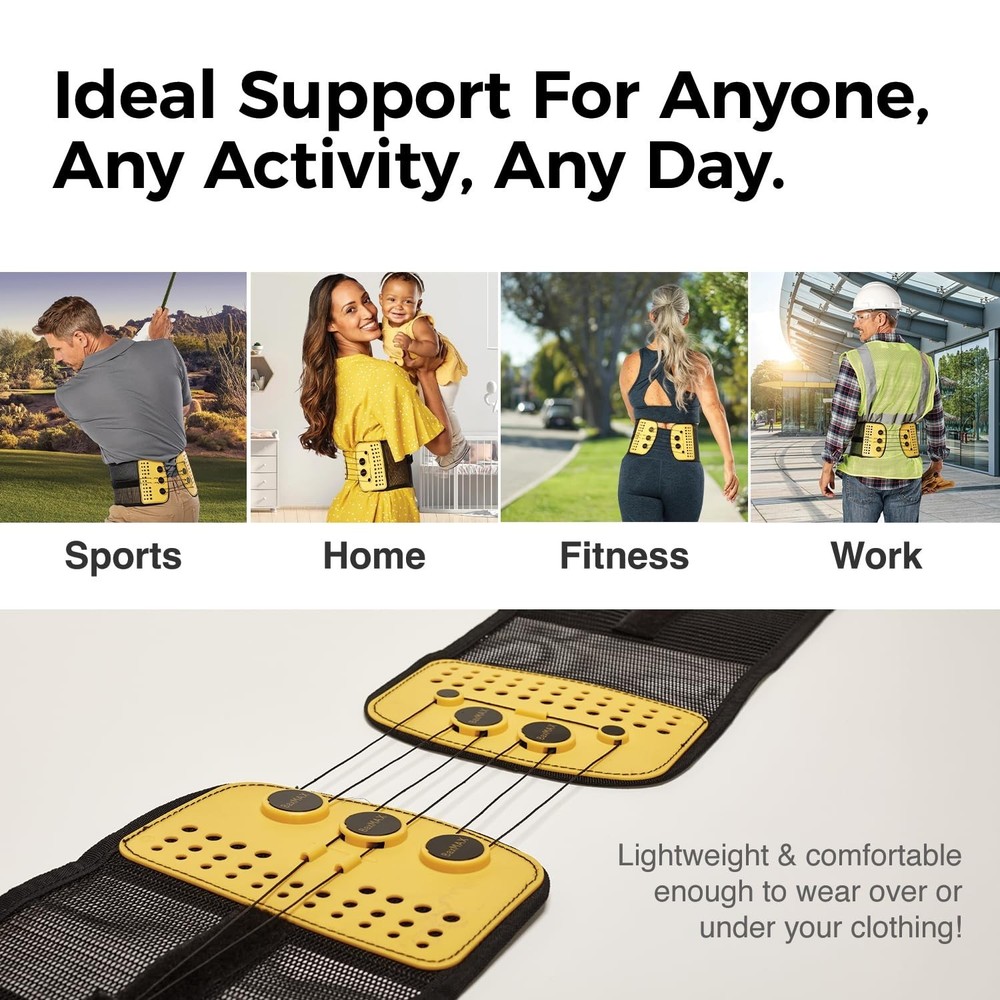 BaxMAX Adjustable Back Brace with 5-to-1 Compression Pulley System for Lumbar...