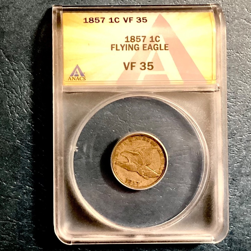 1857 US Flying Eagle Cent ANACS VF 35