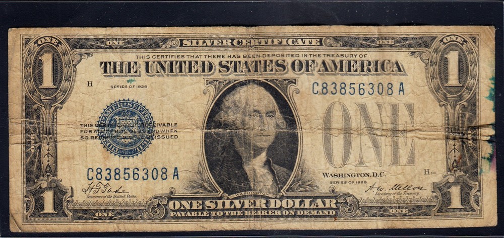 FR.1600 1928 Funnyback $1 Silver Certificate NET