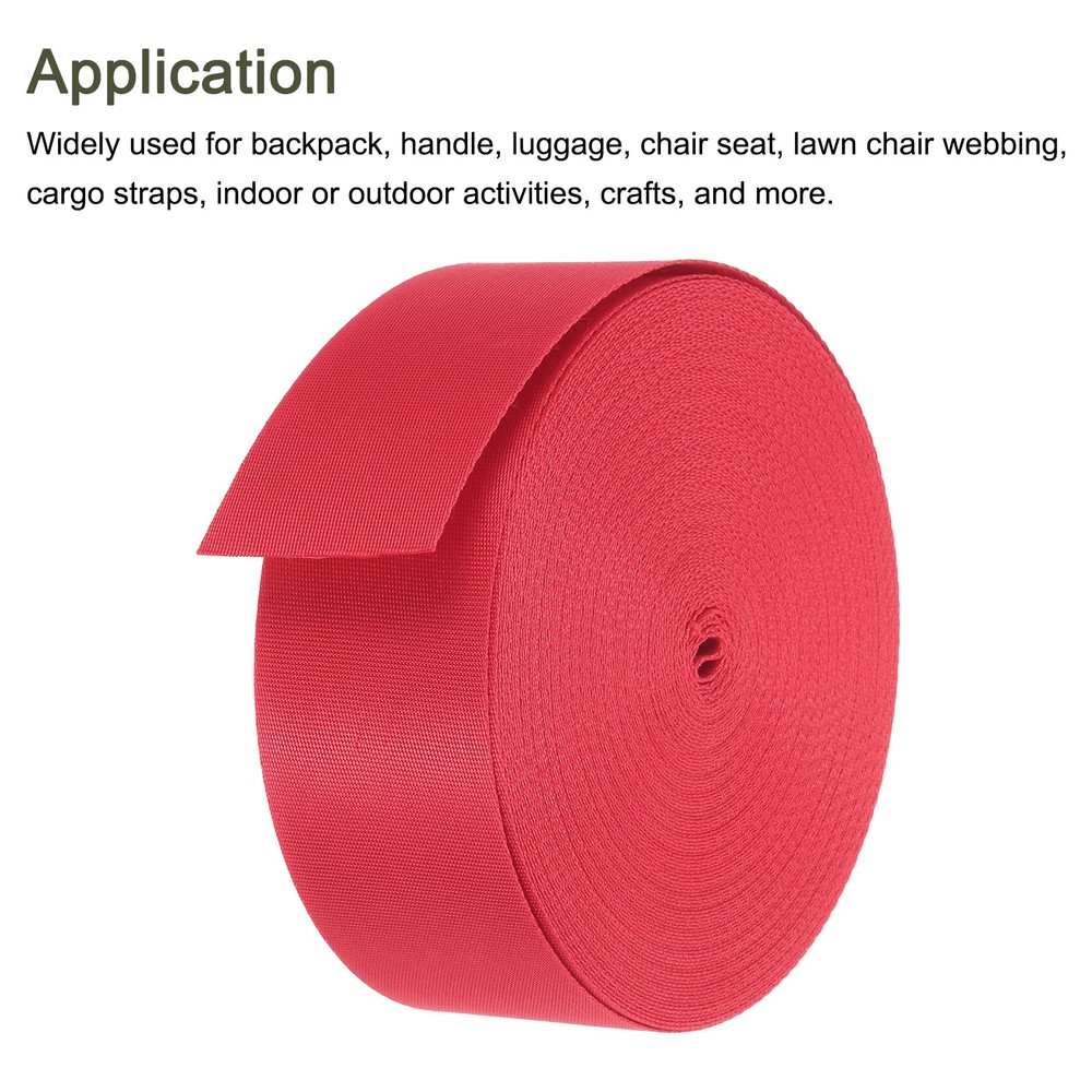 Flat Nylon Webbing Strap 2 Inch 25 Yards Light Red for Backpack