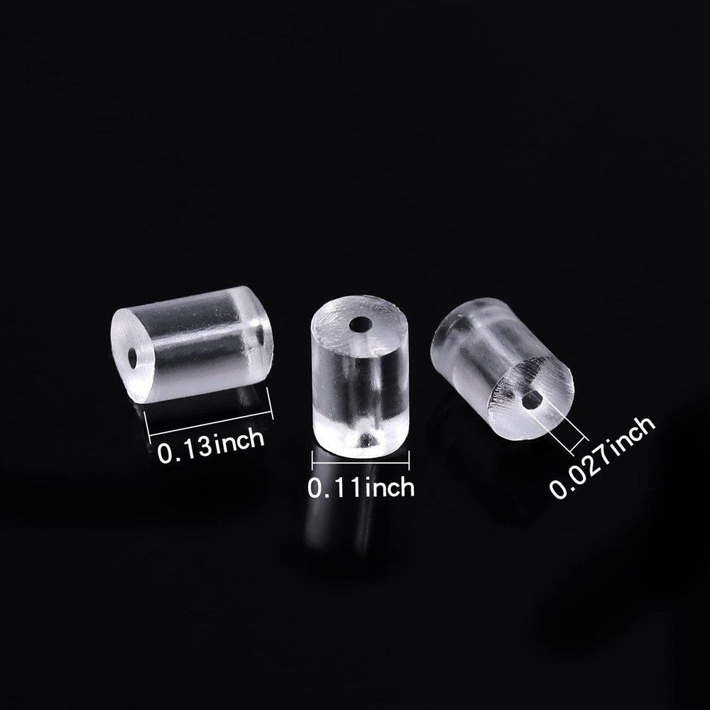 Forise 500Pcs Clear Silicone Earring Backs 3mm Hypoallergenic Rubber Column E...