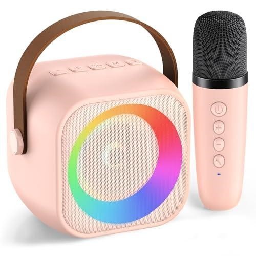 Pink Mini Portable Karaoke Machine With Wireless Microphone Tested & Working