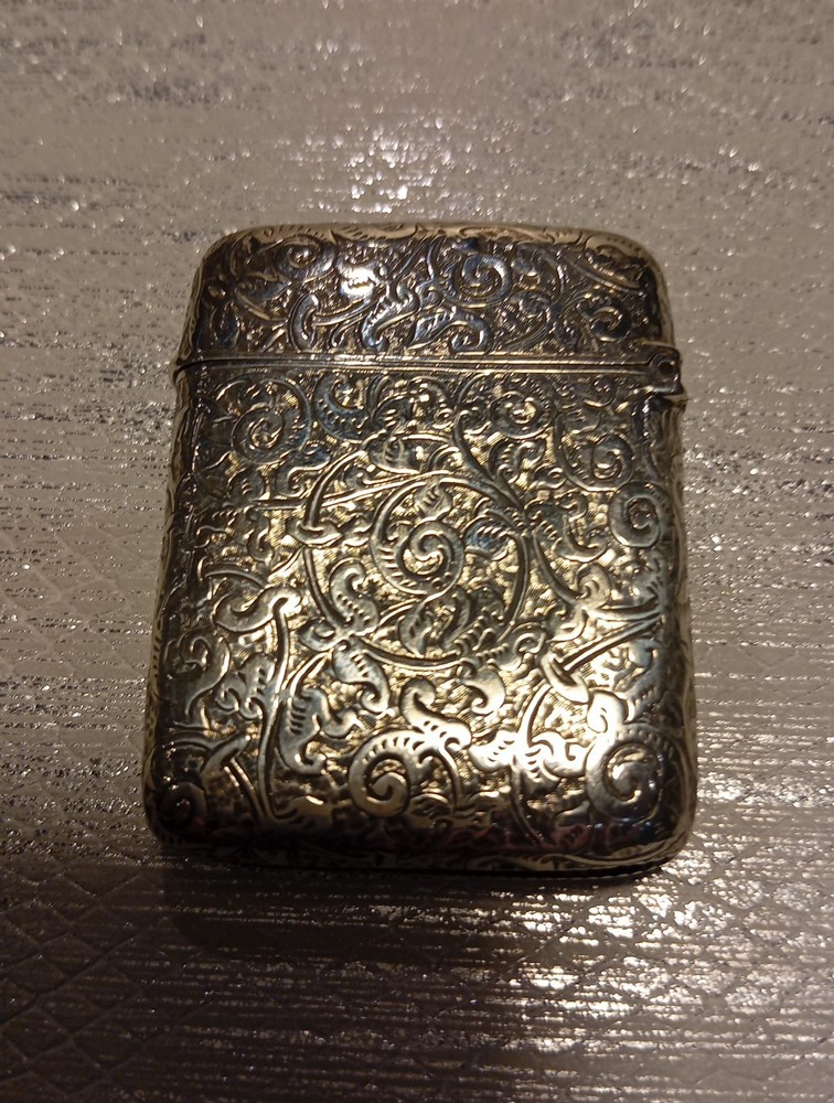 SOLID SILVER VESTA JOSEPH WHITTEN 1887 CLEAR HALLMARKS.