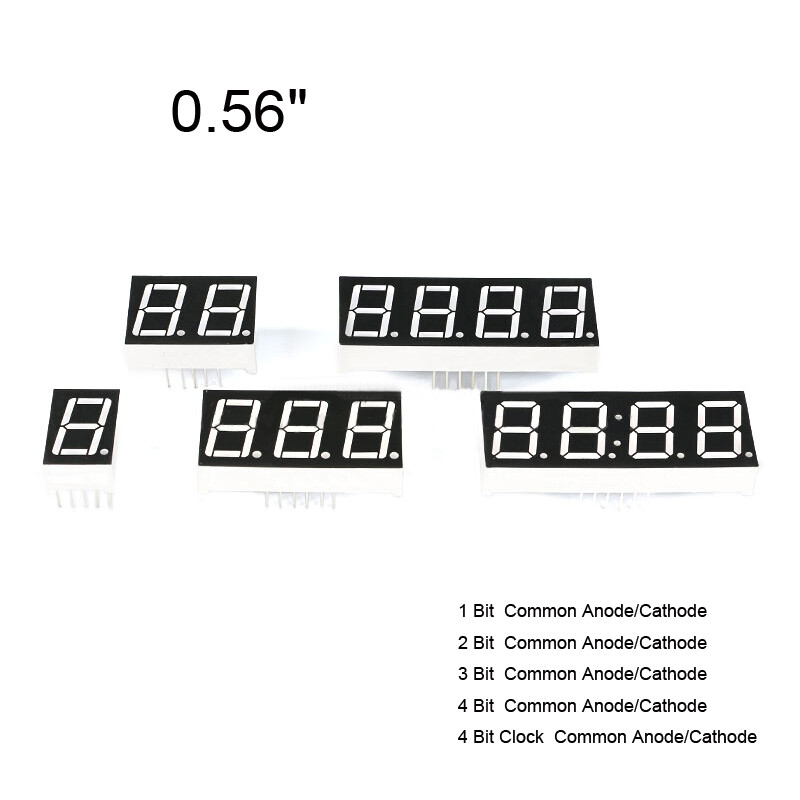 LED Segment Display Digital Tube 0.56" Common Anode/Cathode1/2/3/4Bit 4Bit Clock