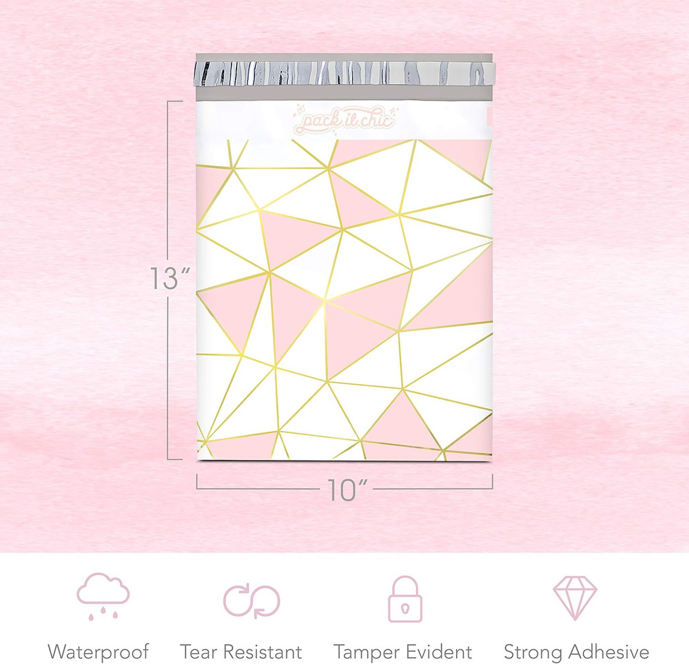 Chic Mosaic Triangle Poly Mailers - 10x13, 100 Pack, Self-Seal Envelopes
