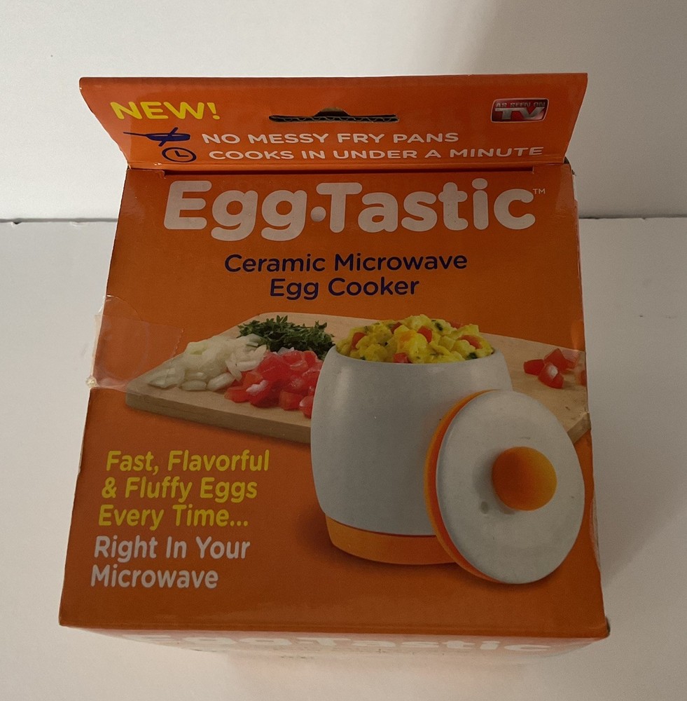 Egg-Tastic Ceramic Microwave Egg Cooker With Box Easy No Mess *NIB*