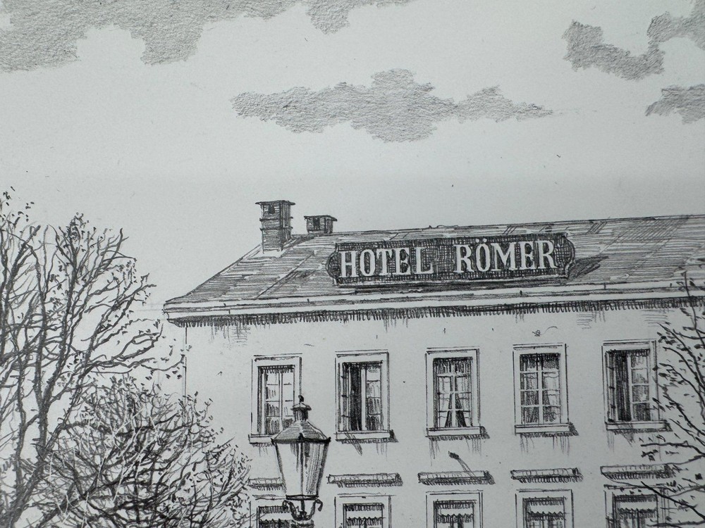 * HEINZ WEHLISCH DRAWING MERZIG 1898 VIEW SIGNED
