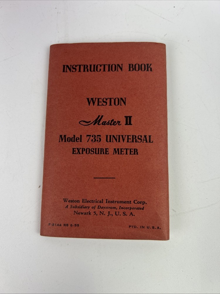Weston Master Universal Exposure Meter Model No 735 w/Leather Case Instructions