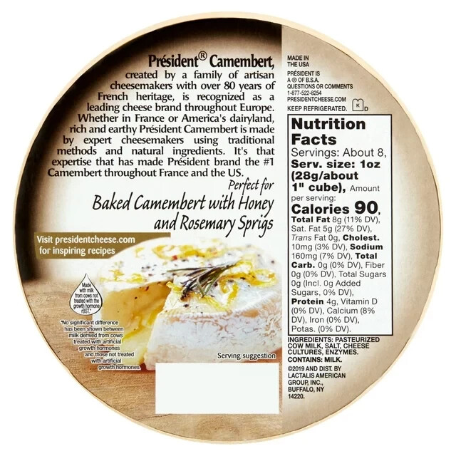 President Camembert Soft-Ripened Cheese, 2 - 8 Oz wheels