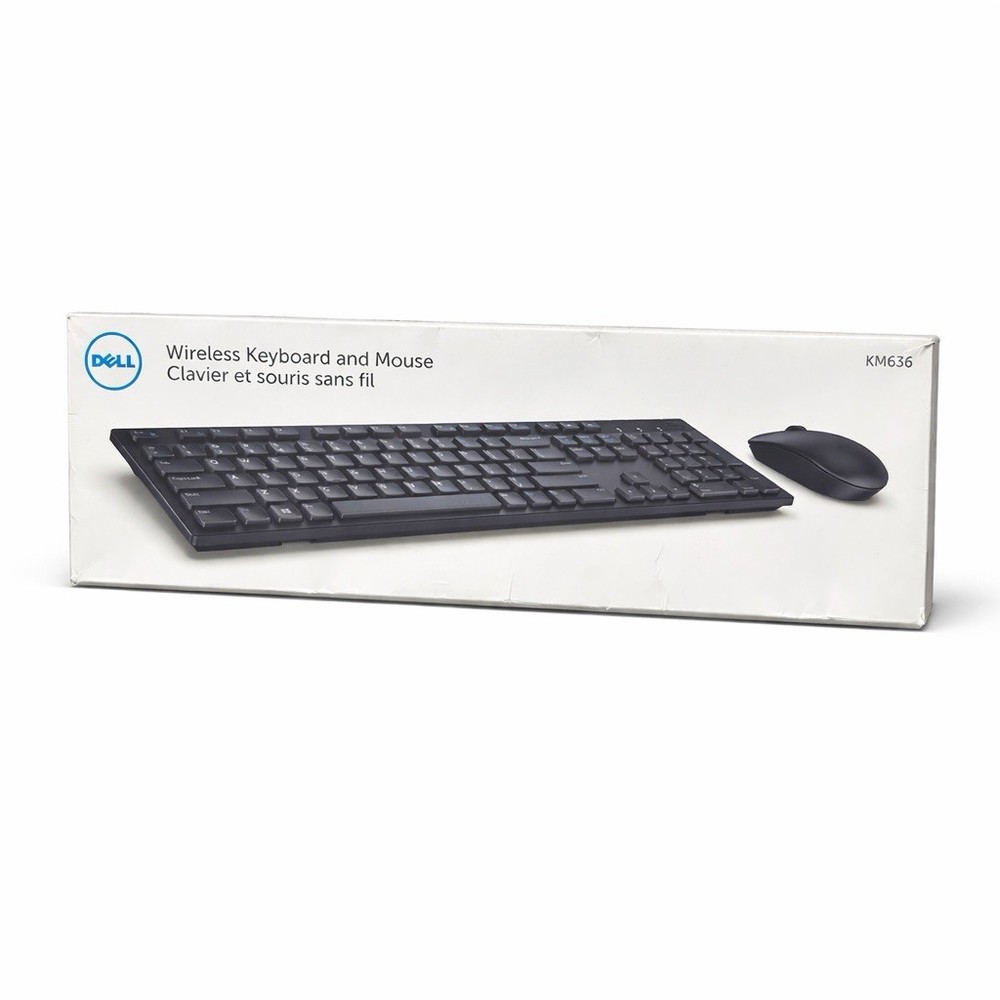 Dell KM636 Wireless Keyboard Mouse Combo USB Receiver Black Tested