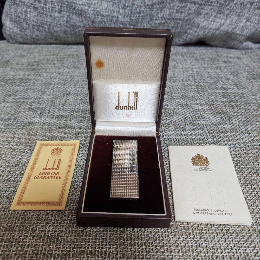 Swiss silver dunhill lighter with case