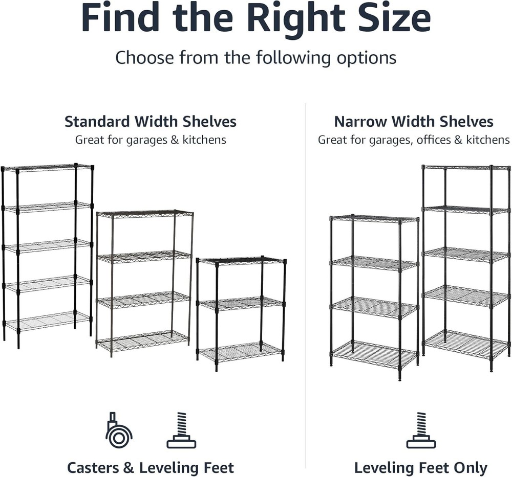 3 Tier Adjustable Heavy Duty Storage Rack, Metal Storage Wire Racks