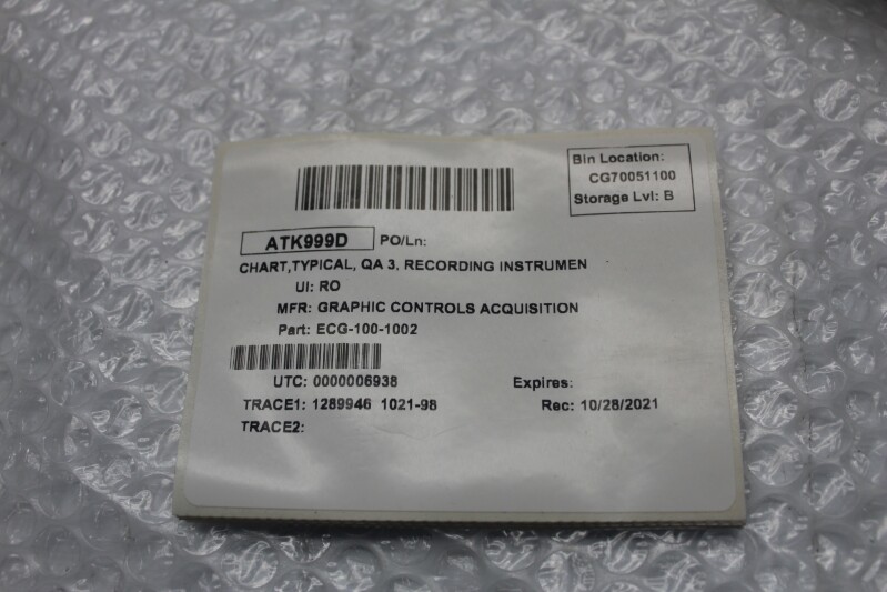 GRAPHIC CONTROLS ECG-100-1002 RECORDING CHART NSNP