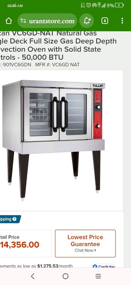 Vulcan VC6GD-9 Gas Single Stack Bakery Depth Convection Oven