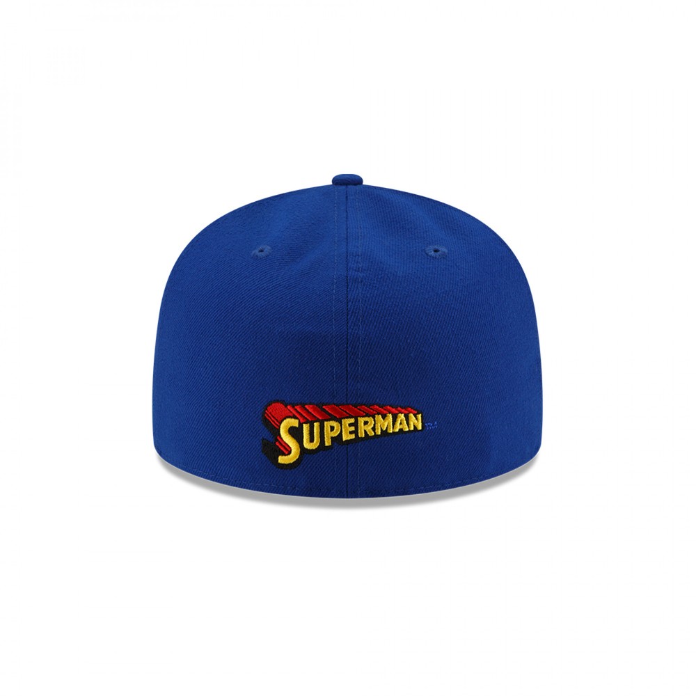 DC Comics Superman Side Panel Logo New Era 59Fifty Fitted Flat Bill Hat Multi-c