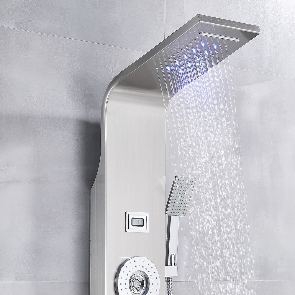 ELLO&ALLO LED Shower Panel Tower Rain Massage Shower System Set Body Spa Jet