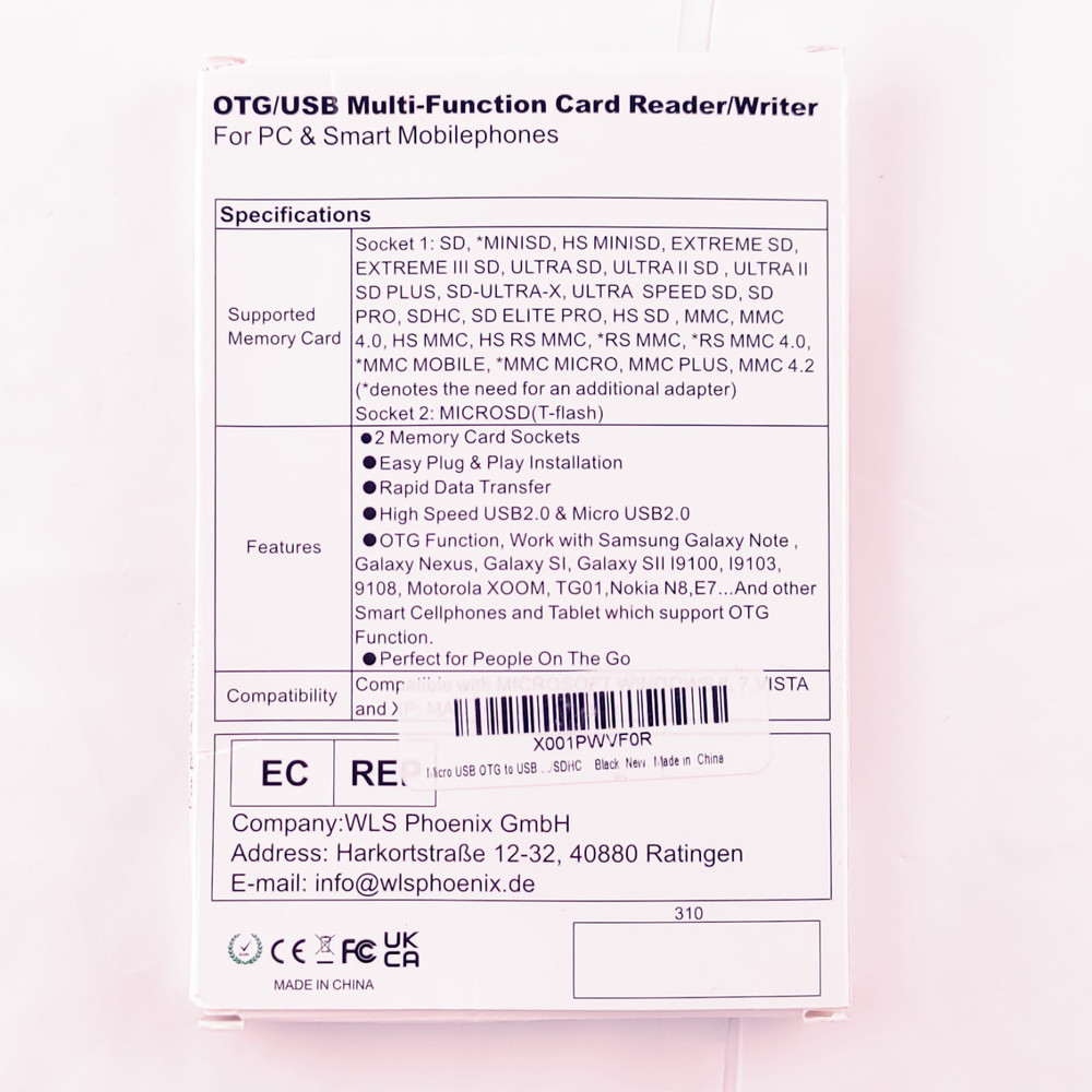 2 OTG/USB Multi-Function Card Reader/Writer PCs Mobile Smartphone New Open Box