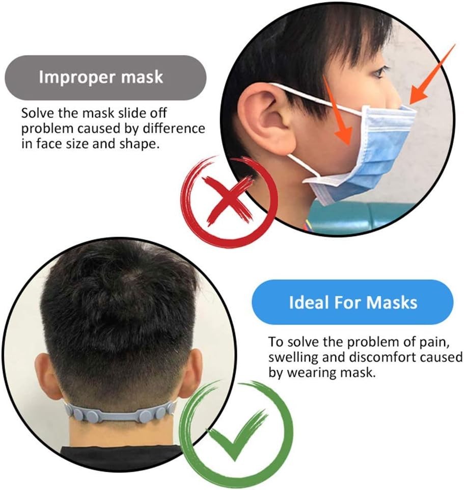 Extended Silicone Bands for Masks, Adjustable Ear Strap, 4 Colors
