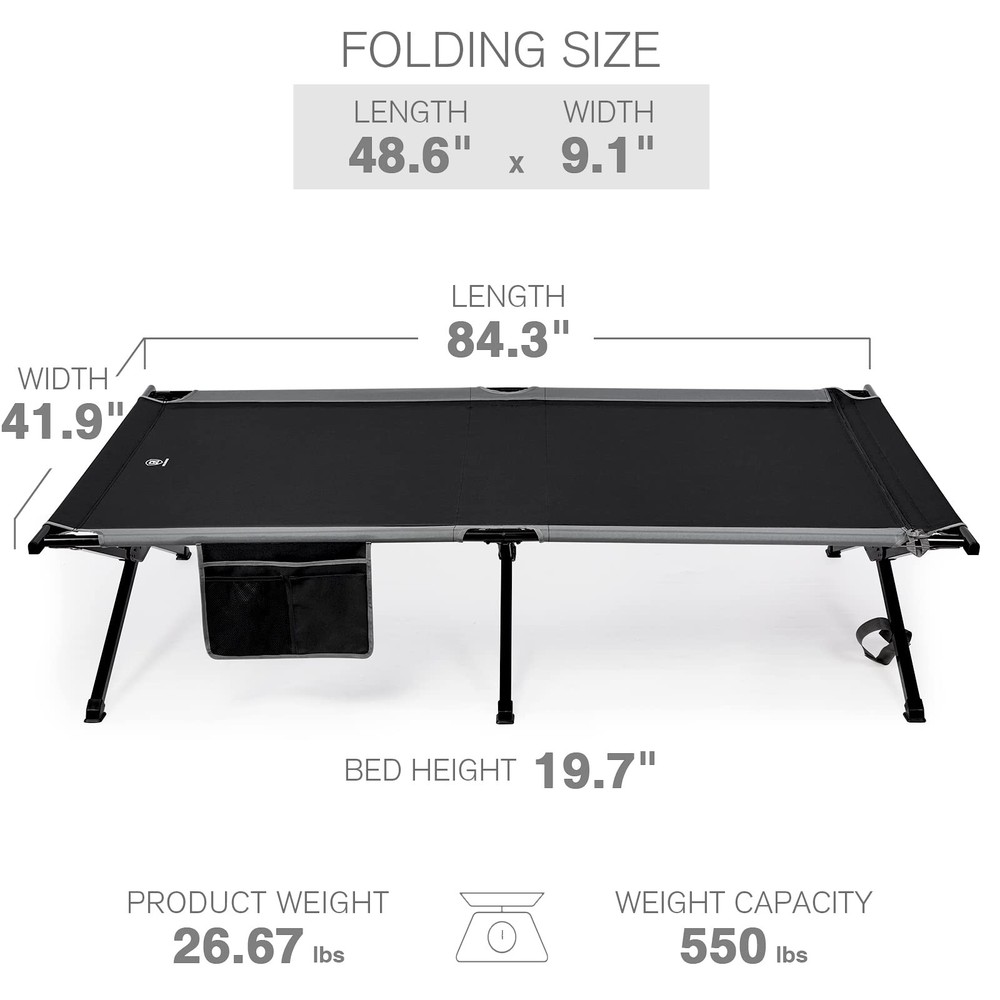 Extra Wide Camping Cot for Adults Oversized XXL Sleeping Cots Folding Cot Bed...
