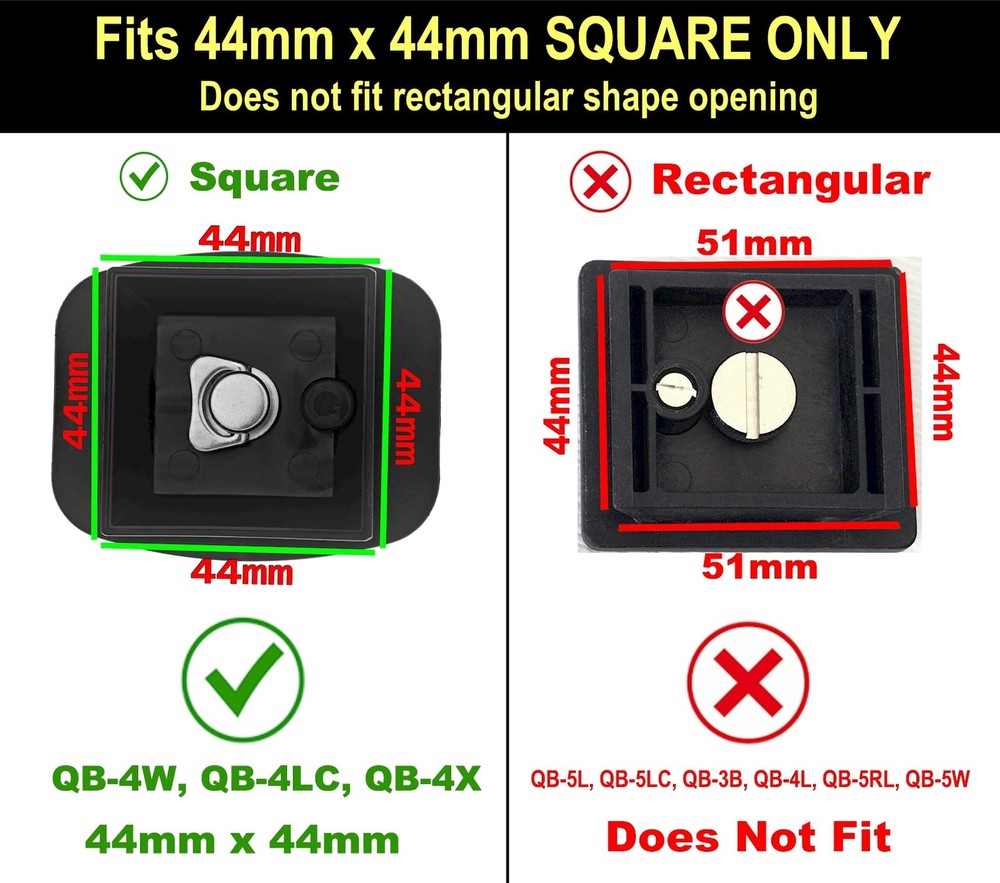 DaVoice 44mm Tripod Quick Release Plate Camera x square base, Black