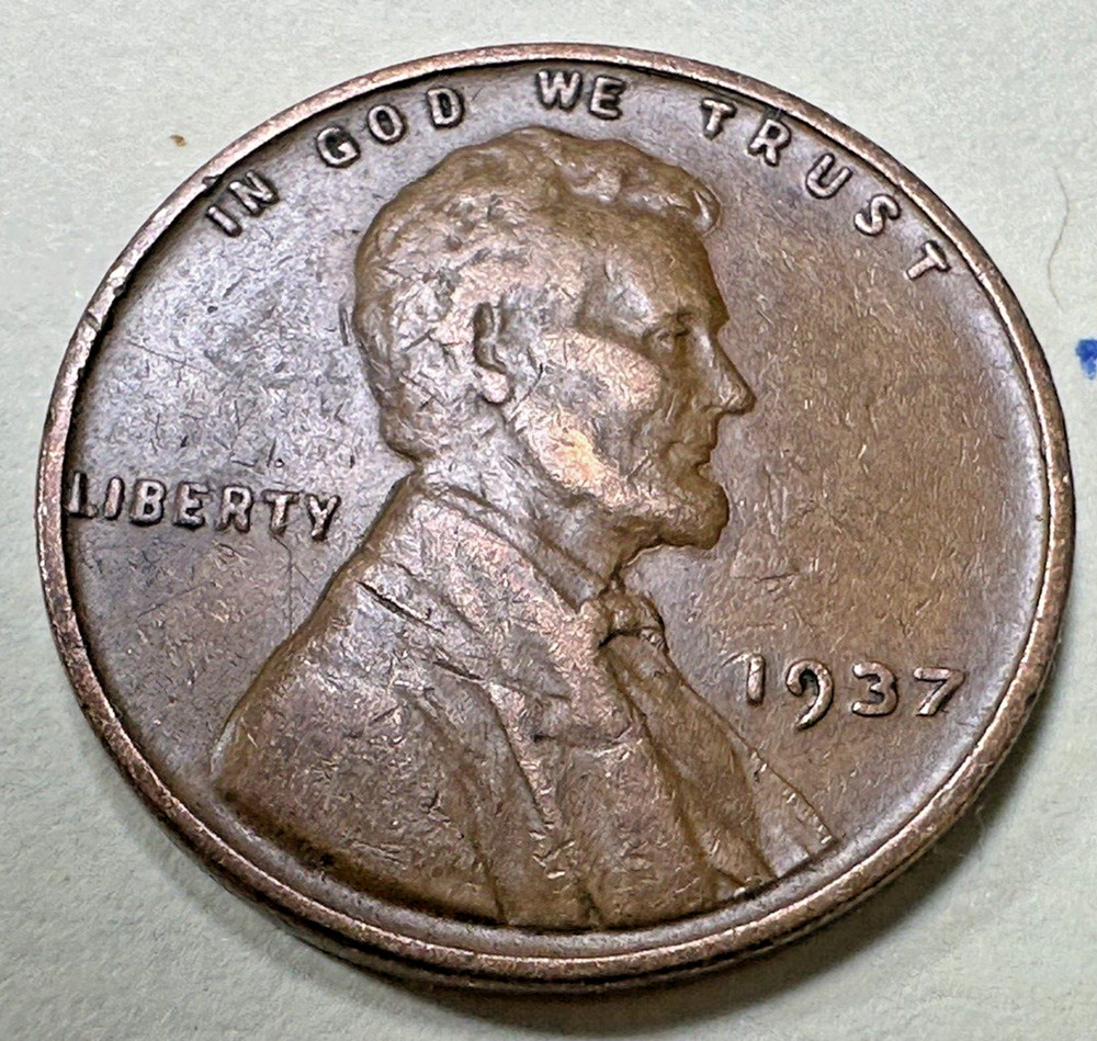 1937 1C Lincoln Cent WHEAT PENNY 5848N