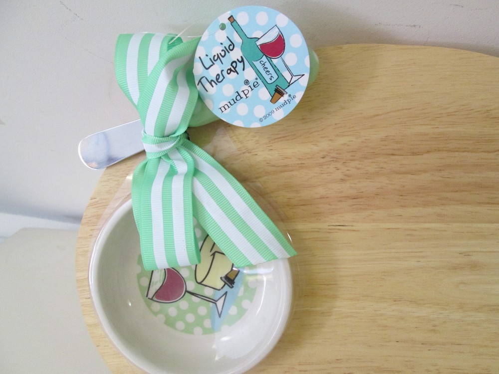 Wood Cheese Board "Liquid Therapy" Gift Set by Mud Pie, NWT