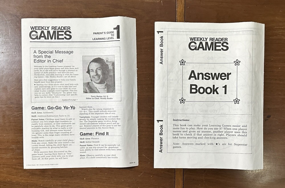 1981 Weekly Reader Learning Games Box Set