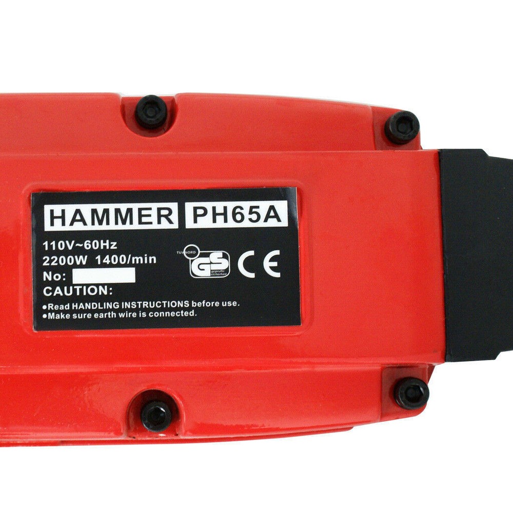 Electric Demolition Jack Hammer 2200W Concrete Breaker Punch 2 Chisel Bits