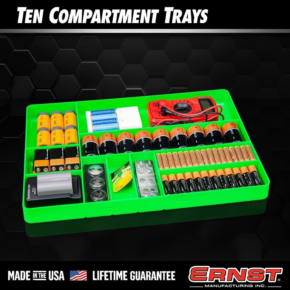 10-Compartment Red Drawer Organizer - Stackable Heavy-Duty Tool Storage