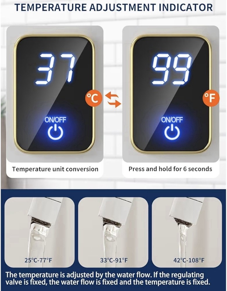 Bangox Tankless Electric Water Heater 110V 3000W Instant Hot Water System for RV