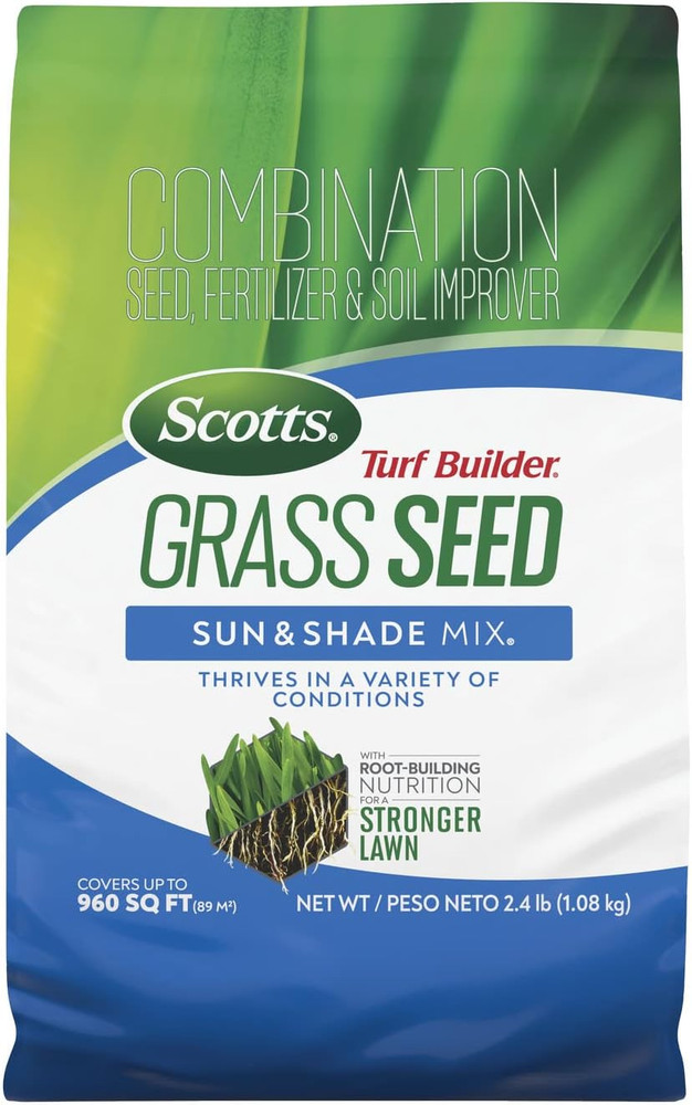 Turf Builder Grass Seed Sun and Shade Mix - Grass Seed plus Lawn Fertilizer and
