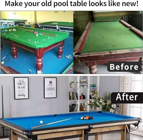 8" Billiard Table Felt with 6 Pre-Cut Cloth Strips - Pool Table Replacement Cove