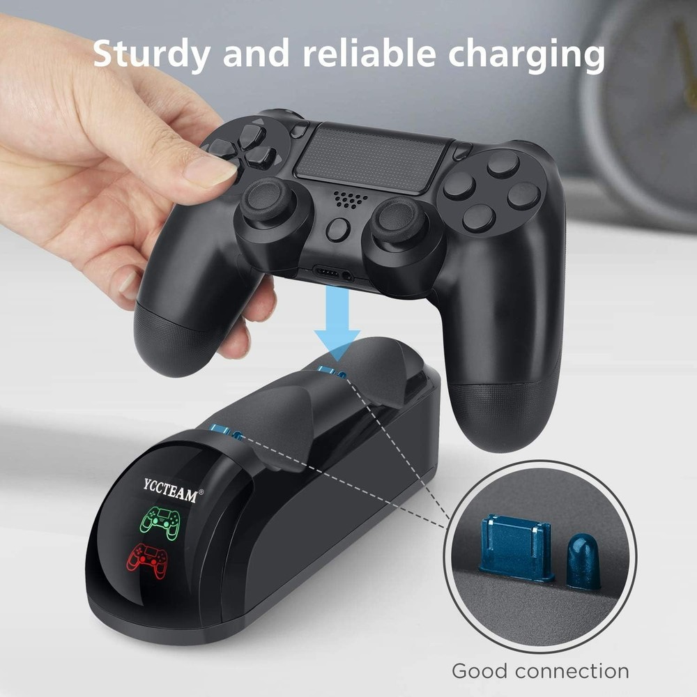 Efficient PS4 Controller Fast Charging Dock - Dual Charging with Status Light