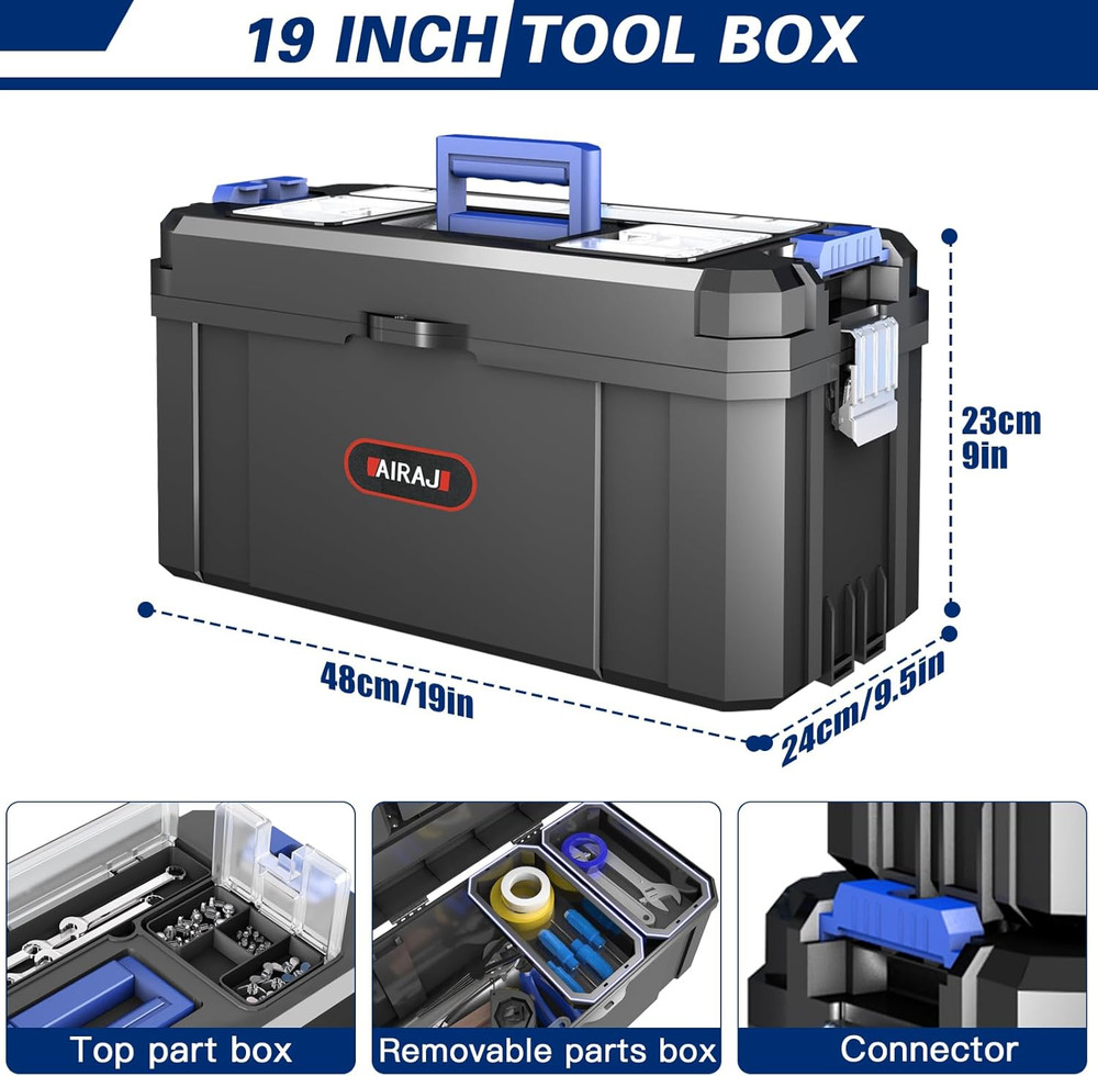 3-in-1 Rolling Tool Box Stackable Tool Box, Modular Tools Storage Organizer